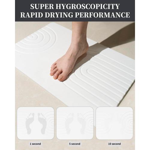 Stone Bath Mat 24x16 - Diatomaceous Earth Shower Mat, Quick Dry, Anti-Slip, Modern Design with Bonus Non-Slip Pad - Perfect for Home Safety and Style, (Gray,Semicircle)