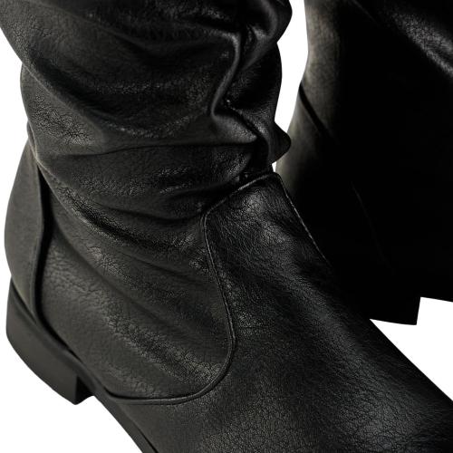 DUNHAO COS Medieval Male and Female Renaissance Pull On Mid Calf Gothic Boots Flat Jazz Boots Renaissance Boot