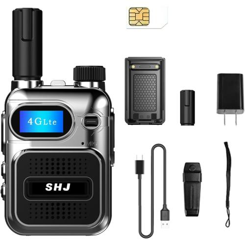 SHJ 4G PoC Radios with 1 Additional Yearly Sim Cards- Ultimate Communication Solution for Businesses and Teams walkie-Talkie Durable and White Silver (Silver)