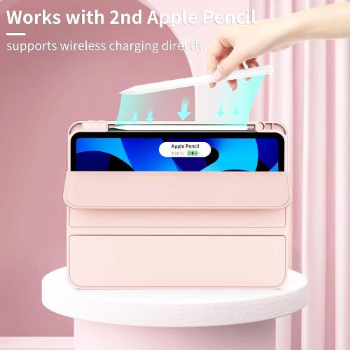 Case for iPad Air 11-Inch M4/M3/M2 2026/2025/2024, iPad Air 5/4 (2022/2020 5th/4th Generation 10.9-Inch) with Pencil Holder, Slim Stand Soft Back Support Touch ID, Auto Wake/Sleep, Light Pink