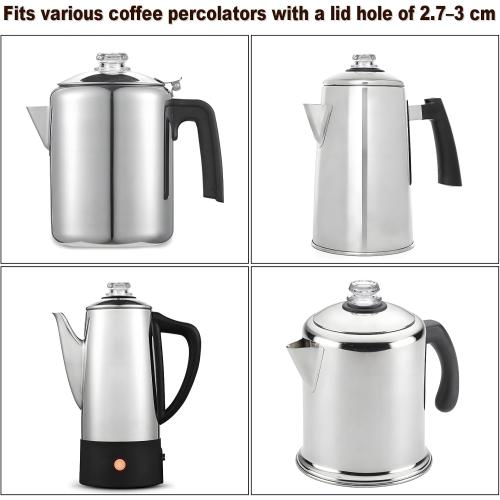 JUXYES 4 Pack Coffee Percolator Glass Top Replacement Part - Fits 2.7-3cm Opening, Clear Replacement Glass Knob for Coffee Pot, Transparent Topper for Filter Percolator