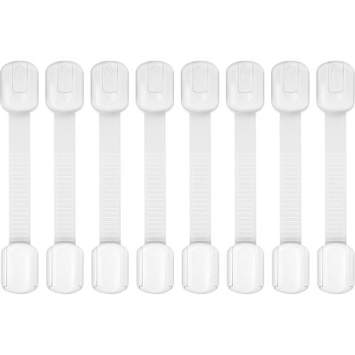 Child Safety Cabinet Locks, 8-Pack, Easy Install with 3M Adhesive, No Screws or Drilling, Multi-Purpose Latches for Cabinets, Drawers, Doors, Kitchen, Ovens, Toilets