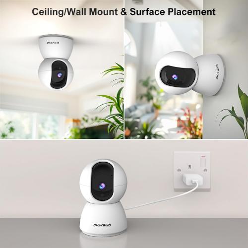White 2.4&5GHz WiFi Indoor Security Camera,2K/3MP Camera for Home Security, 355° Pan/Tilt Pet Cam, IR Night Vision Baby Monitor, 2-Way Audio, Motion Tracking, Cloud & SD Card Storage