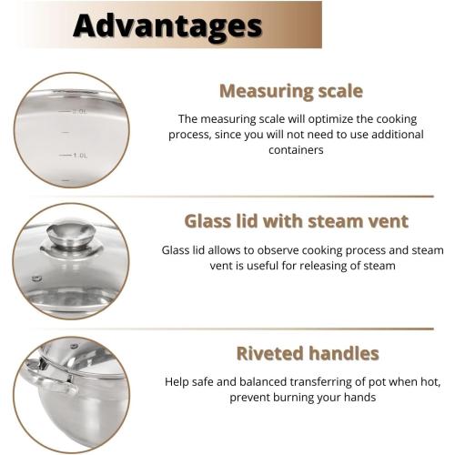 hivvago 12 piece pots and pans set tempered glass lids and handles silver