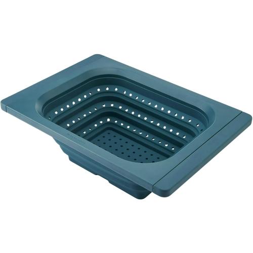 Collapsible Over the Sink Colander and Strainer for Kitchen, Agave, Expandable Handles, Dishwasher Safe, Non-Slip, Space-Saving Design