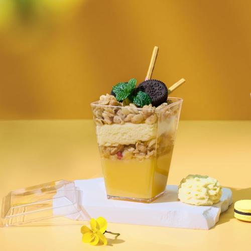 JOLLY CHEF 50 Pack 5 oz Plastic Dessert Cups with Lids and Spoons, Yogurt Parfait Appetizer Cup for Party, Clear Mini Dessert Shooter for Pudding Fruit Trifle Ice Cream