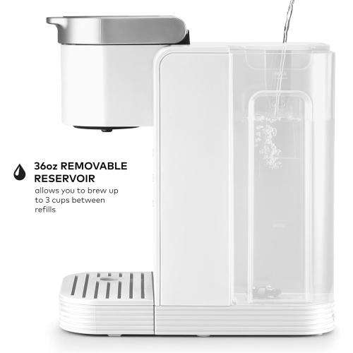 K-Express Essentials Iced and Hot Single Serve Coffee Maker, Brew Over Ice Button, 36oz Reservoir, KCup Pod Compatible, Auto Off (White) NEEDS CLEANING