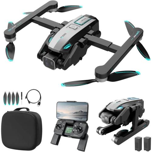 S188 GPS Drone with 8K Camera for Adults, FPV RC Quadcopter with Brushless Motor, 5G WiFi Transmission, Obstacle Avoidance, Optical Flow, Auto Return, Follow Me, Storage Bag, 2 Battery, Silver