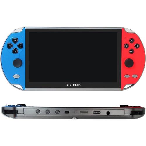 7 Inch HD Screen X12 Plus Handheld Retro Game Console Game Joystick Large 16GB Memory with 10000 Built-in Games Support 30 Game Format
