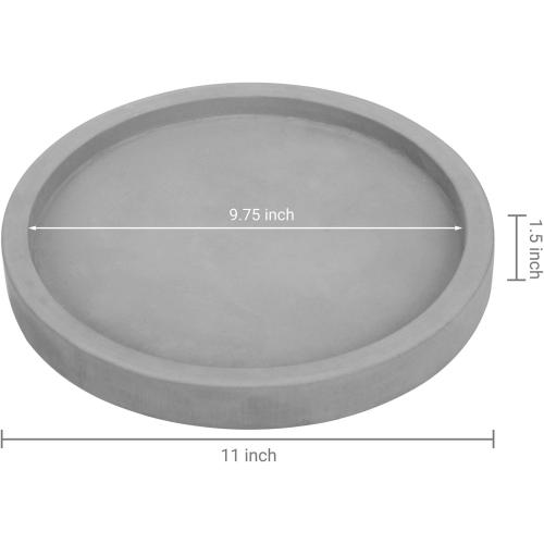 MyGift 11-inch Modern Gray Concrete Round Bathroom Vanity Tray, Cologne and Perfume Tray for Dresser Top