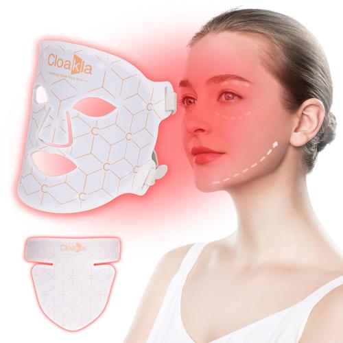 K11 Facial Beauty Red Light Mask with Neck Coverage – 7-Color Light Beauty Care Mask, Portable Foldable Silicone Design for Home Spa, Skin Refresh & Relaxation Device