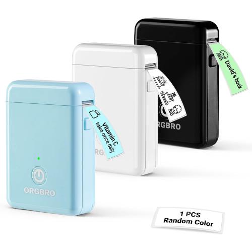 ORGBRO Blue Label Maker Machine with Tape, Random Color-1 Count, X1 Bluetooth Mini Label Printer, Wireless Small Sticker Maker with Versatile App for School Home Office Organization