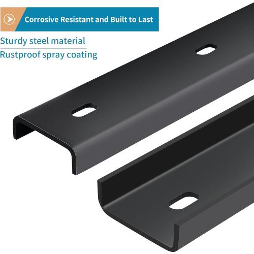 2 Pcs C-Channel Steel Support with Bolts, 36 Long x 1/2 Leg Hidden Metal Brackets for Live Edge Tabletop, Slab Furniture, Woodworking (Black)