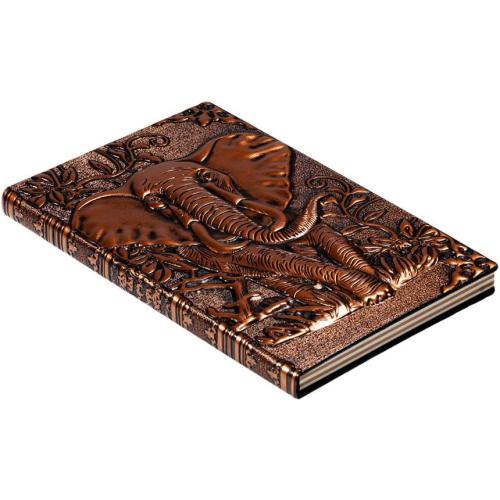 molshine A5 (5.5 x 8.3) Embossed Journals Vintage Notebook,Retro Bronze Diary,100 Sheets Paper,Hardcover Travel Notepad for Writing,Sketchbook,Gift,Decoration,Elephant(RedBronze)