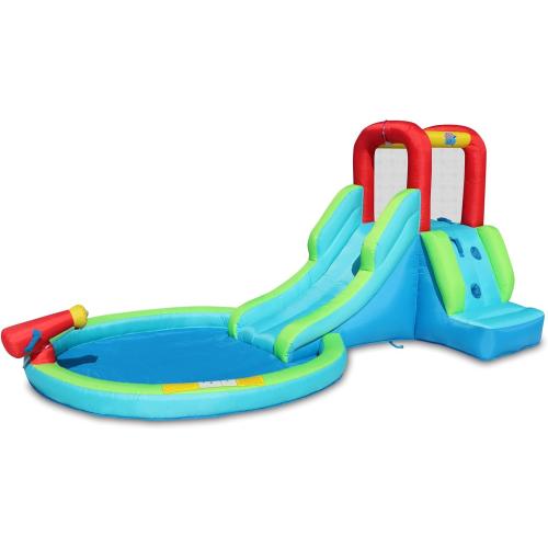 Action Air Inflatable Waterslide, Bounce House with Slide for Wet and Dry, Kids Backyard Waterpark for Summer Fun, Water Gun & Splash Pool for Age 3-8, Love for Kids