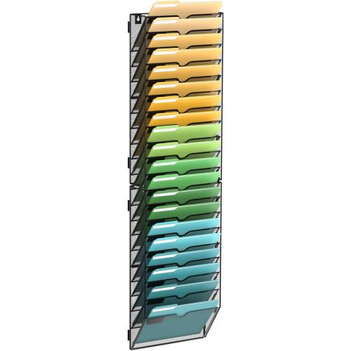 Size 20-Tier Color Black  Wall File Organizer Mesh Office Mail Holder, Hanging Wall Organizer Magazine Rack for Office Assembly Needed, Black