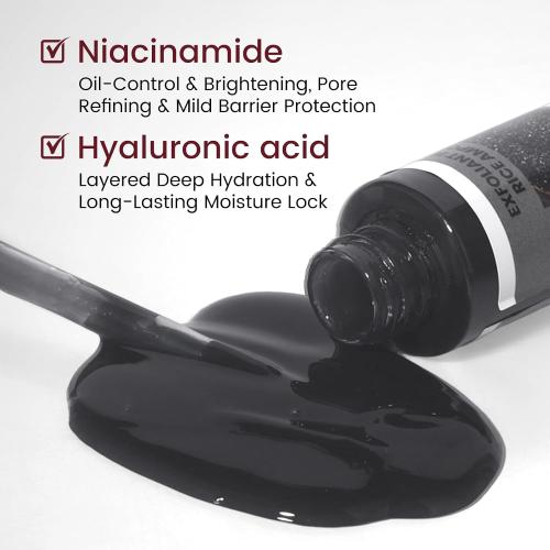Black Rice Peel Shot Peeling Ampoule 60ml,Exfoliating Face and Body Scrub Dead Skin Remover for All Skin Types,Black and White Rice