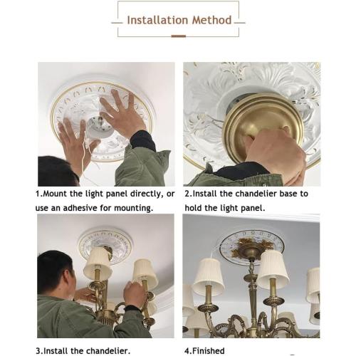 White and Gold B-15.6OD x 4.3ID PU Decorative Ceiling Medallion for Light Fixtures and Ceiling Fans, Molded Plastic, Gold and White Finish, (B-15.6OD x 4.3ID)