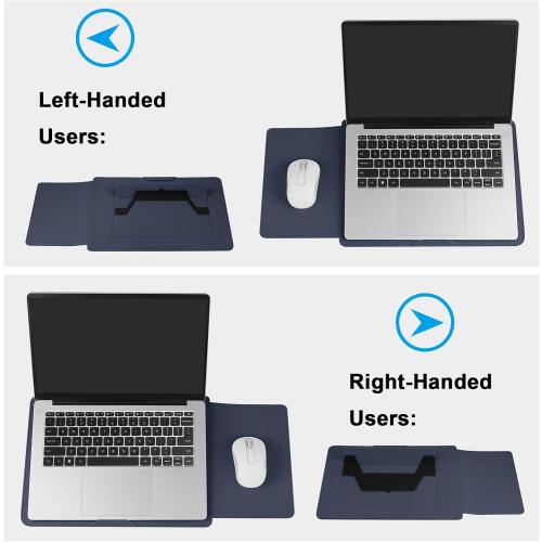 15.6 Laptop Sleeve Case PU Leather with Stand Compatible with MacBook Pro 16/15.4'' MacBook Pro 15, Mac Air 15/ Dell, Matebook,Asus,15-16'' Laptop Bag,(Patent Pending),Blue