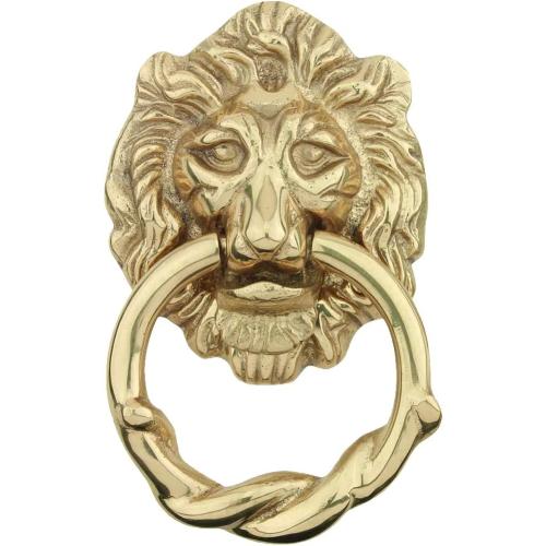 Renovators Supply Manufacturing Door Knockers for Front Door 6 1/4 in. Solid Brass Lion Head Door Knocker with Mounting Hardware