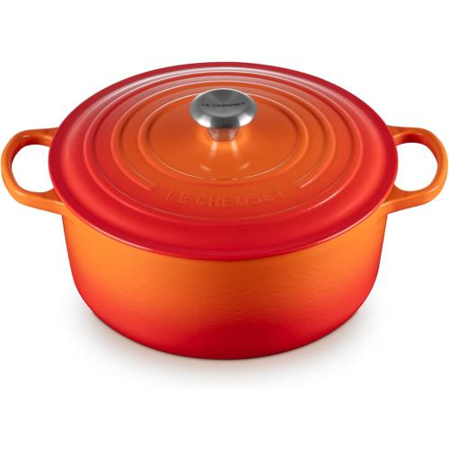 Color Flame Le Creuset Enameled Cast Iron Signature Round Dutch Oven, 7.25 qt., Flame