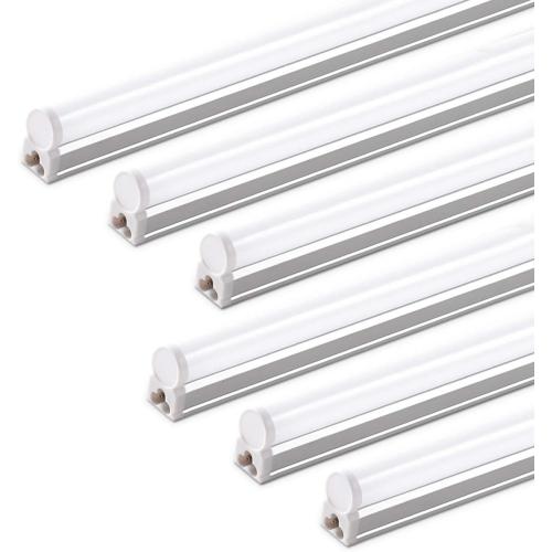 Barrina (6 Pack LED T5 Integrated Single Fixture, 4FT, 2200lm, 6500K Super Bright White, 20W Utility LED Shop Light, Ceiling and Under Cabinet Light, Corded Electric with ON/Off Switch, ETL Listed