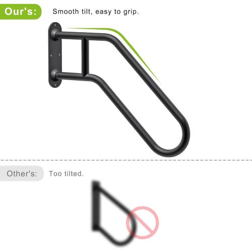 SELEWARE Heavy Duty Non-Slip Handrails for Outdoor 1-3 Step, Wall Mount Stair Hand Railing Grab Bars, U-Shape Safety Handle for Garage, Porch, Garden (Dia 1.3 Pipe, Black)
