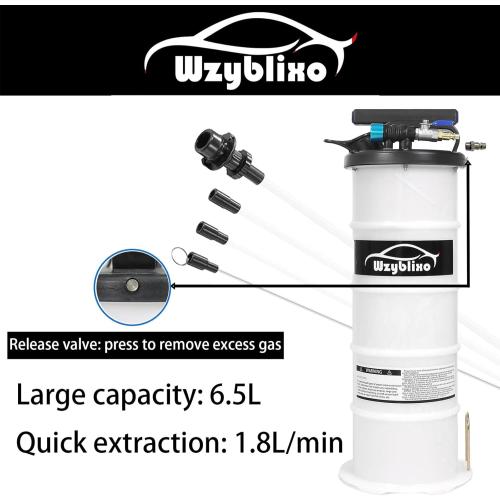 6.5L Oil Extractor - Pneumatic/Manual Vacumm Fluid Extractor Fluid Change Pump with Extended Oil Suction Hose and A Brake Bleeding Hose for Automotive Fluids Vacuum Evacuation