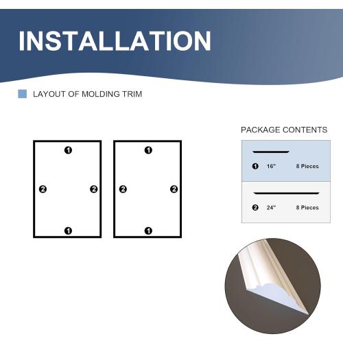 NeatiEase 2 Set Peel and Stick Wall Molding Trim Kit, 16 x24 Premade Wainscoting Panels, Self Adhesive Moulding Panel for Interior Walls Picture Frame