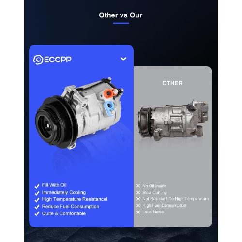 ECCPP A/C Compressor with Clutch 2003-2006 Fit for Dodge Sprinter 2500 3500 2.7L 2007-2009 Fit for Dodge Sprinter 2500 3500 3.0L AC Compressor