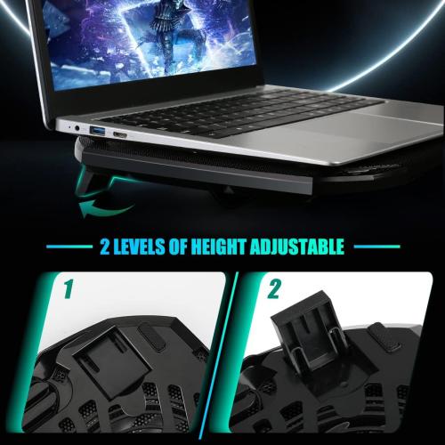 Black 11-15.6 LIANGSTAR Laptop Cooling Pad, Gaming Laptop Cooler with 2 Quiet Big Fans, RGB 7 Color Light Change, Portable USB Laptop Stand 11 to 15.6 Inch, Slim and Easy Carry Working Study Outdoor Travel
