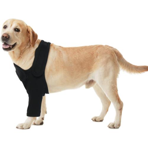 ROZKITCH Dog Recovery Sleeve Front Leg Right Left, Pet Prevent Licking Wound Elbow Knee Protector, Dog Recovery Suit Cone Collar Alternative for Sprain ACL CCL Arthritis Joint Care Black M