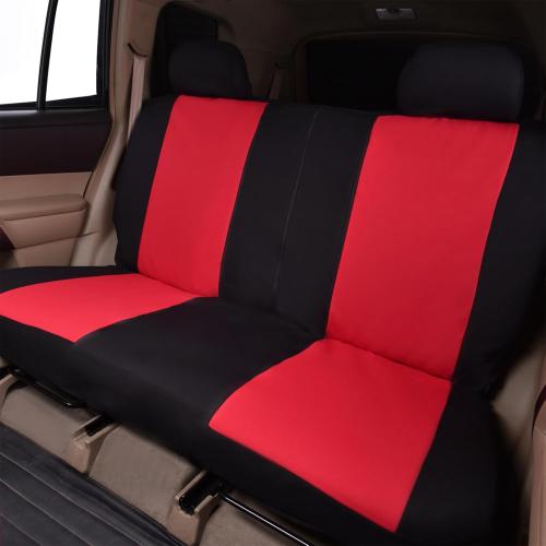 Flying Banner Car Seat Covers Front Seats Rear Bench Polyester car seat Protectors Easy installations Rear Bench Split Classic Man Lady Truck (Full Set - Low Back - Combo Pack, Black Red)