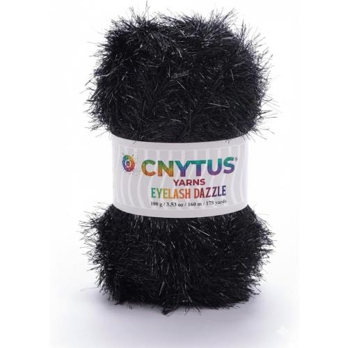 Sparkle Eyelash Dazzle Fun Fur Yarn for Knitting & Crochet | Super Soft Chunky Fuzzy Fiber for Doll Hair, Scarves & Crafts |100 gr. / 3.53 oz. - 160 Mt. / 175 Yards (1Skein, Black)