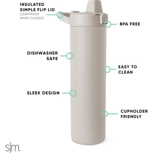Simple Modern Filtered Water Bottle | Insulated Stainless-Steel Carbon Filter Travel Water Bottles | Reusable for Clean Drinking Water On The Go | 24oz, Almond Birch