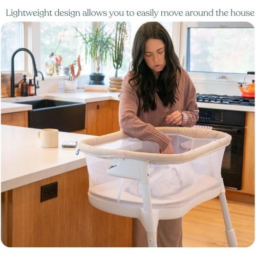 HALO BassiNest Lite – Breathable Baby Bassinet Slides Over Bed with Mesh Walls for Airflow & Visibility, Lowering Wall for Easy Access, Portable & Lightweight, Fits Most Beds