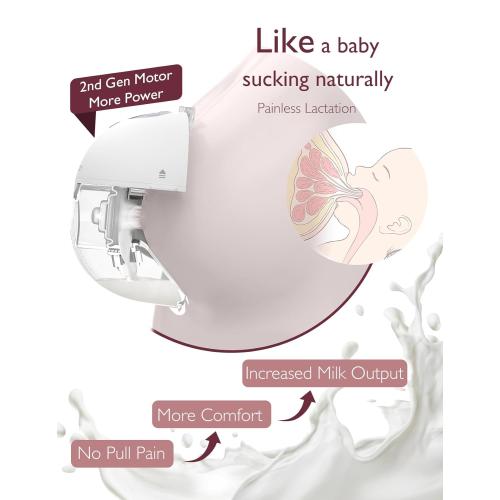 Momcozy M5 Hands-Free Wearable Breast Pump, Double-Sealed Flange for Baby-Like Comfort, 3 Modes & 9 Suction Levels, Portable Electric Pump – 24mm, 2-Pack Cozy Red