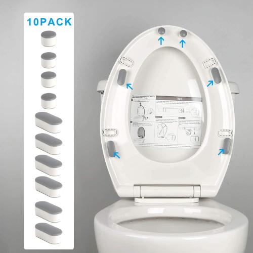 Hibbent 10 Pieces Toilet Seat Bumpers, Universal Buffer Toilet Lid Rubber Bumpers Each One with 2 Thickness TPE Pads(2 Heights) Strong Adhesive Bidet Bumpers Used for Home, Hotel, Hospital