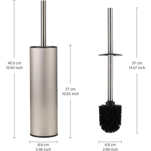 Toilet Brush and Holder Set Premium Material Toilet Bowl Cleaner Free Standing Toilet Bowl Brush and Holder 1pack Brushed Nickel