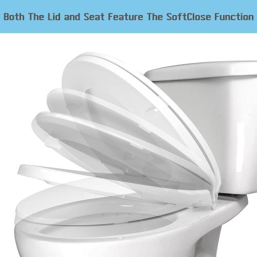 SS114 Toilet Seat Replacement Compatible with TOTO, Elongated Soft Close | Toilet Seat for SS154/SS204/SS214/SS224, Transitional Heavy Duty Oval Toilet Seats, 2-Pack Toilet Bolts and Nuts, White