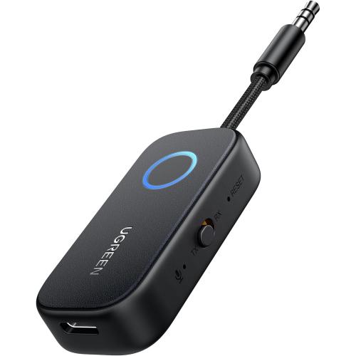UGREEN Airplane Bluetooth 5.2 Transmitter Adapter for Airpods or Headphones Dual Pairs, 2-in-1 Wireless Bluetooth 3.5mm Aux Audio Transmitter/Receiver for Flight, TV, Car Stereo, Treadmill, MP3 Player