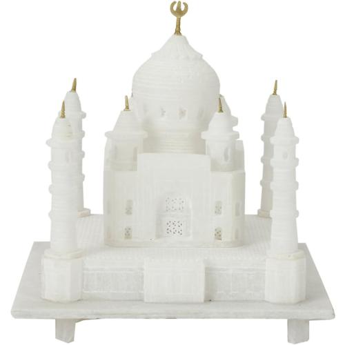 CARRY ME Handmade Taj Mahal Replica 6-Inch – Natural Marble Showpiece from Agra | Indian Souvenir Model | Miniature Marble Taj Mahal for Home Decor, Tabletop, Diwali or Wedding Return Gift