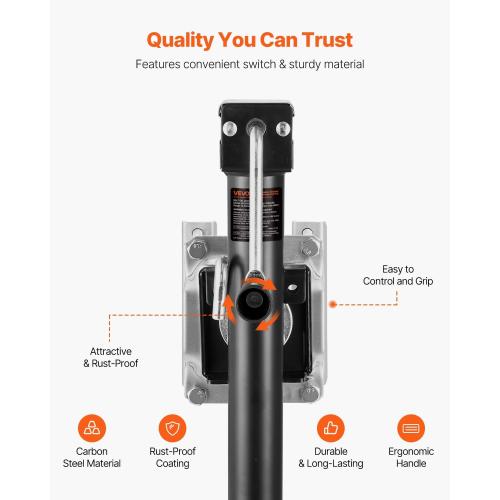 VEVOR Trailer Jack, 2500 lbs Dynamic Load Capacity, Heavy Duty Swivel Bolt-on Trailer Jack with Ergonomic Handle, 15-inch Vertical Travel, Suitable for RV, Horse, Utility, Camping and Yacht Trailers