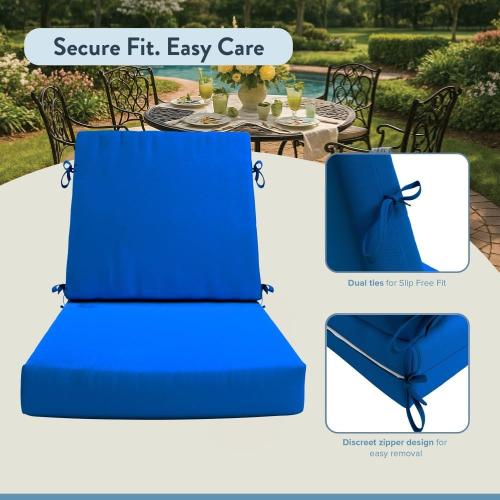 California Umbrella Foam Dining Chair Cushion, 20 x 40, Pacific Blue