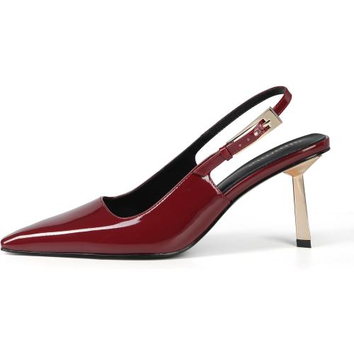 Red Size 6 iiimmu Slingback Heels for Women 3.5 in / 4 in Kitten Heel Closed Toe Pumps Dress Shoes