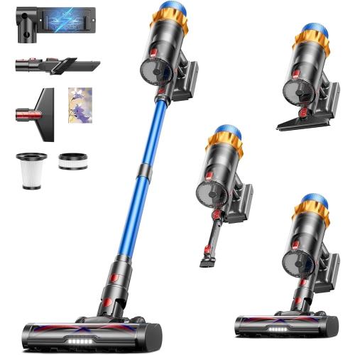 Cordless Vacuum Cleaner, 650W 55KPA 70Mins Vacuum Cleaners for Home, Self-Standing Cordless Stick Vacuum with Anti-Tangle, Lightweight Wireless Vacuum for Hardwood Floor/Carpet/Pet Hair