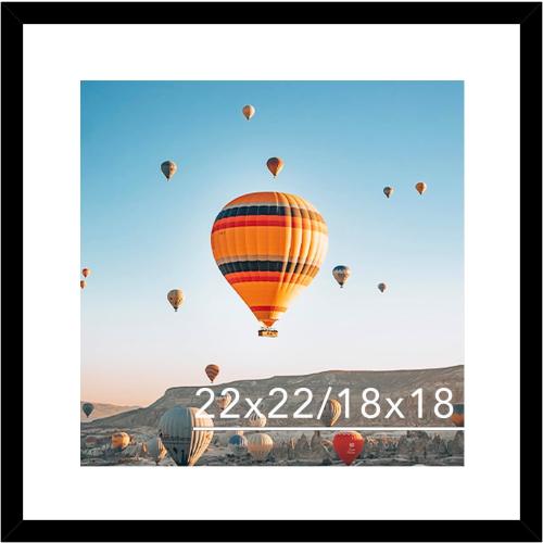 Picture Frame Black with Mat, Display Photo with Mat or Without Mat, Wall Hanging Larg Poster Frame with Shatter Resistant Plexiglass, Black