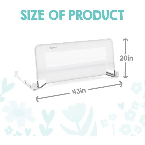 Regalo Swing Down Toddler Bed Rail Guard, NO Tools Required, Bed Rail for Toddlers with Patented Gap Guard, Toddler Bed Rail, Fits Twin, Full & Queen Beds, Bed Safety Rail for Kids Bed, 43” Long