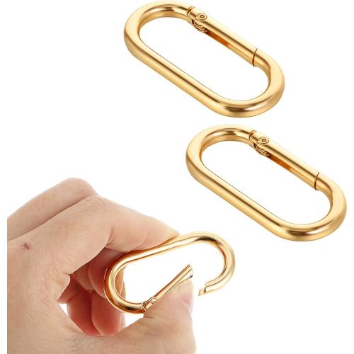 2Pcs Gold Carabiner, Gold Key Ring, Gold Carabiner Clip Oval Snap Clip, Metal Keychain Clip for Purse Strap Alloy Round Buckle Key Hook for Bags Purse Keychain Replacement
