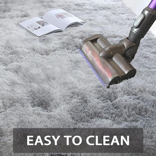 CAIYUECS Shag Area Rug,Indoor Ultra Soft Fluffy Plush Rugs for Bedroom Living Room, Non-Skid Modern Nursery Faux Fur Rugs for Kids Room Home Decor (Tie-Dyed Light Gray, 5x7 Feet)